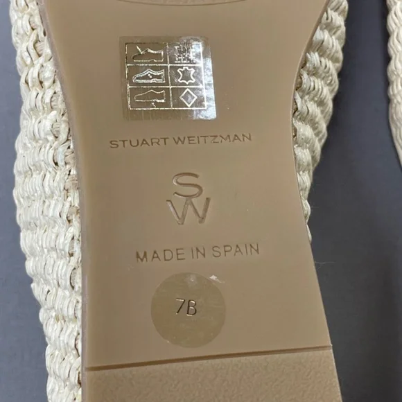 NEW Stewart Weitzman Shoes Womens 7 cream woven Thea loafer slip on designer - Picture 10 of 14